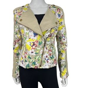 Live A Little Moto Jacket‎ Women’s Floral Canvas Moto Jacket Size M